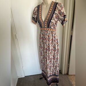 Boho Floral V-Neck Maxi Dress by Urban Romantics